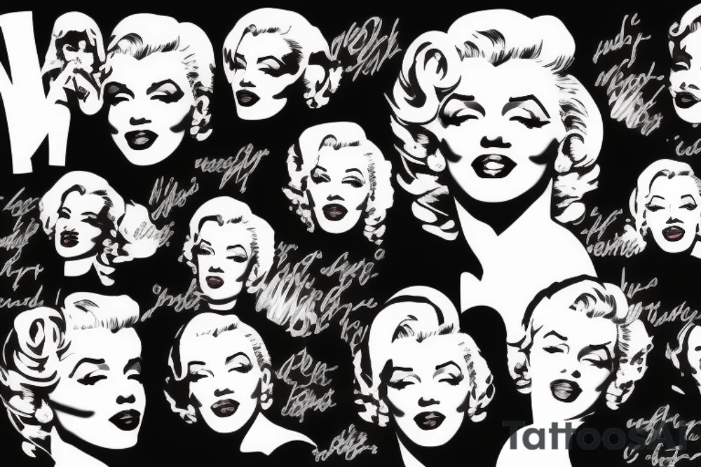 marilyn monroe face on blackbackground tattoo idea