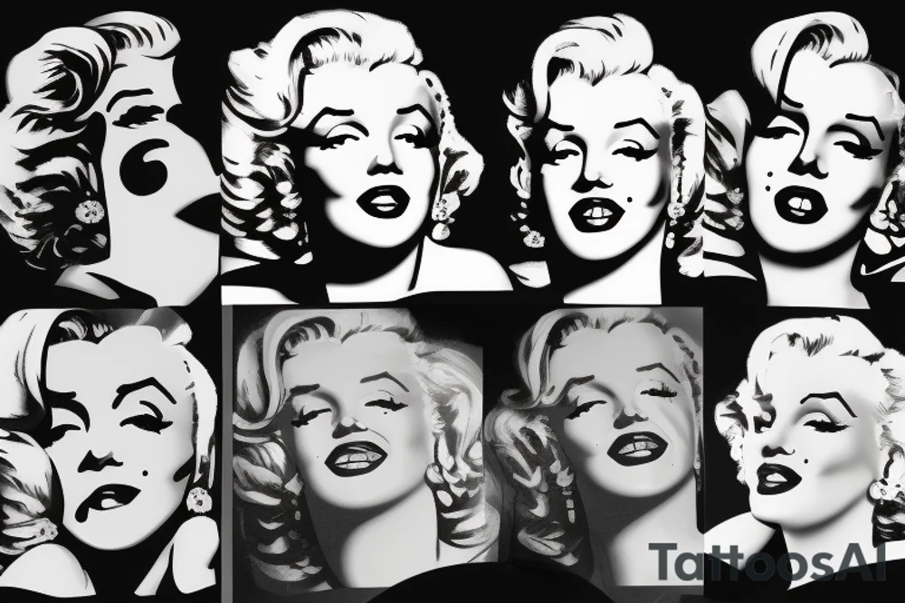 marilyn monroe face on blackbackground tattoo idea