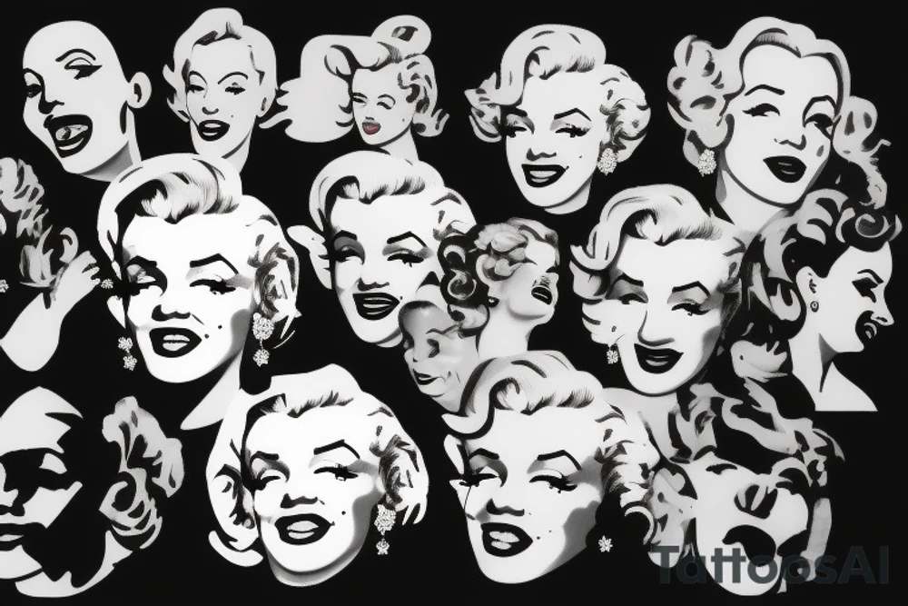 marilyn monroe face on blackbackground tattoo idea