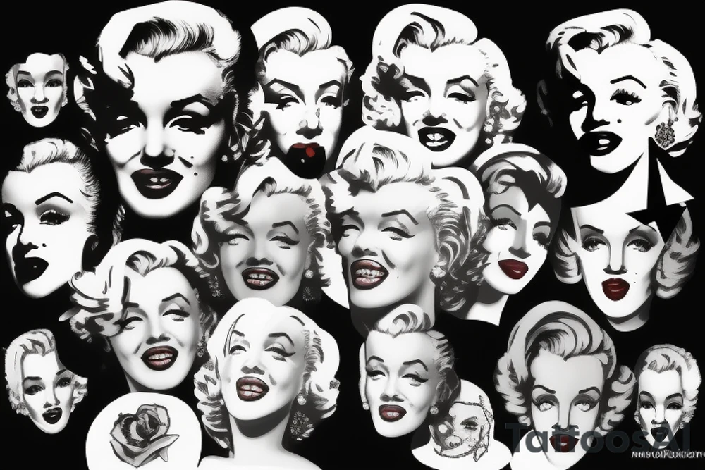 marilyn monroe face on blackbackground tattoo idea