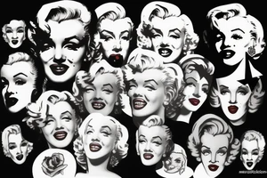 marilyn monroe face on blackbackground tattoo idea