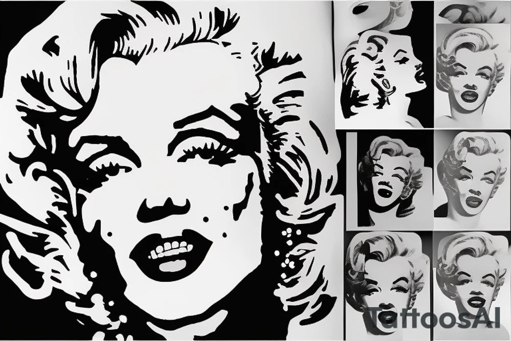 marilyn monroe face on blackbackground tattoo idea
