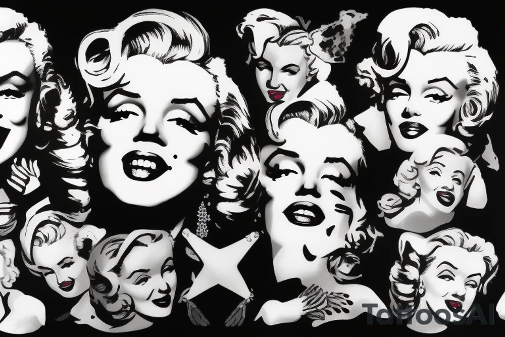 marilyn monroe face on blackbackground tattoo idea