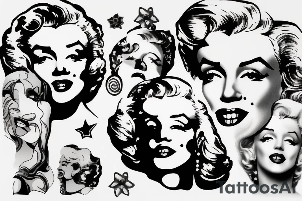 marilyn monroe face on blackbackground tattoo idea