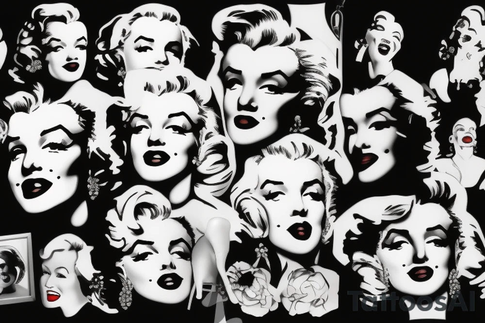 marilyn monroe face on blackbackground tattoo idea