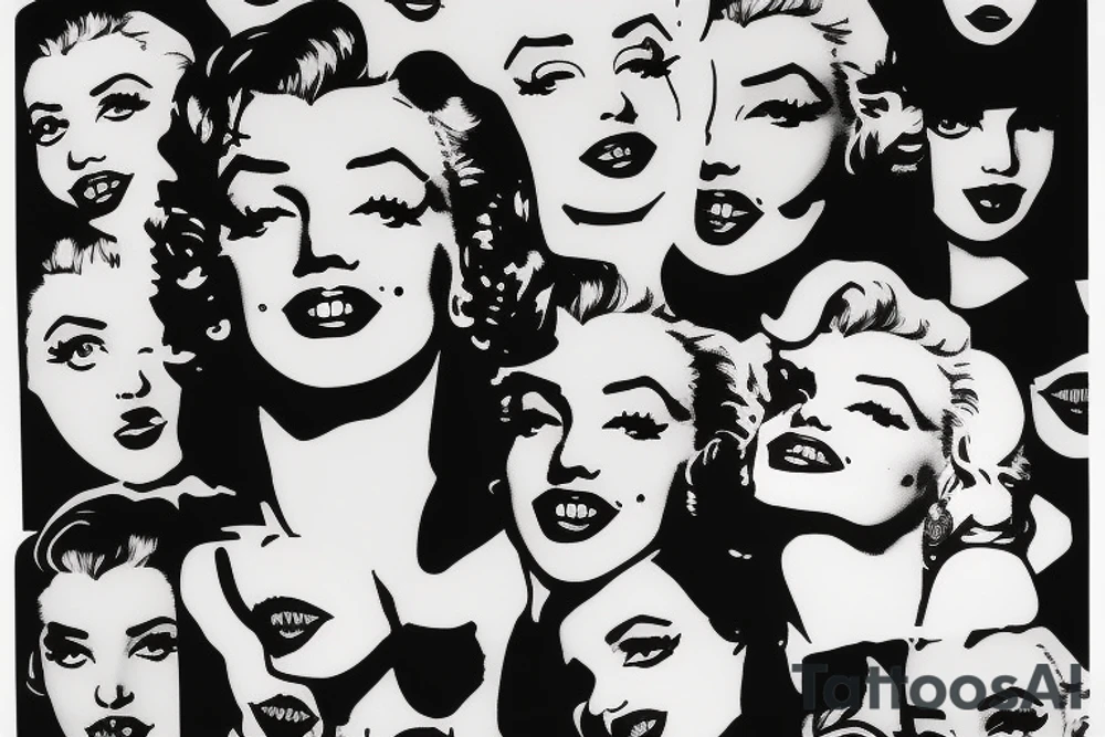 marilyn monroe face on blackbackground tattoo idea