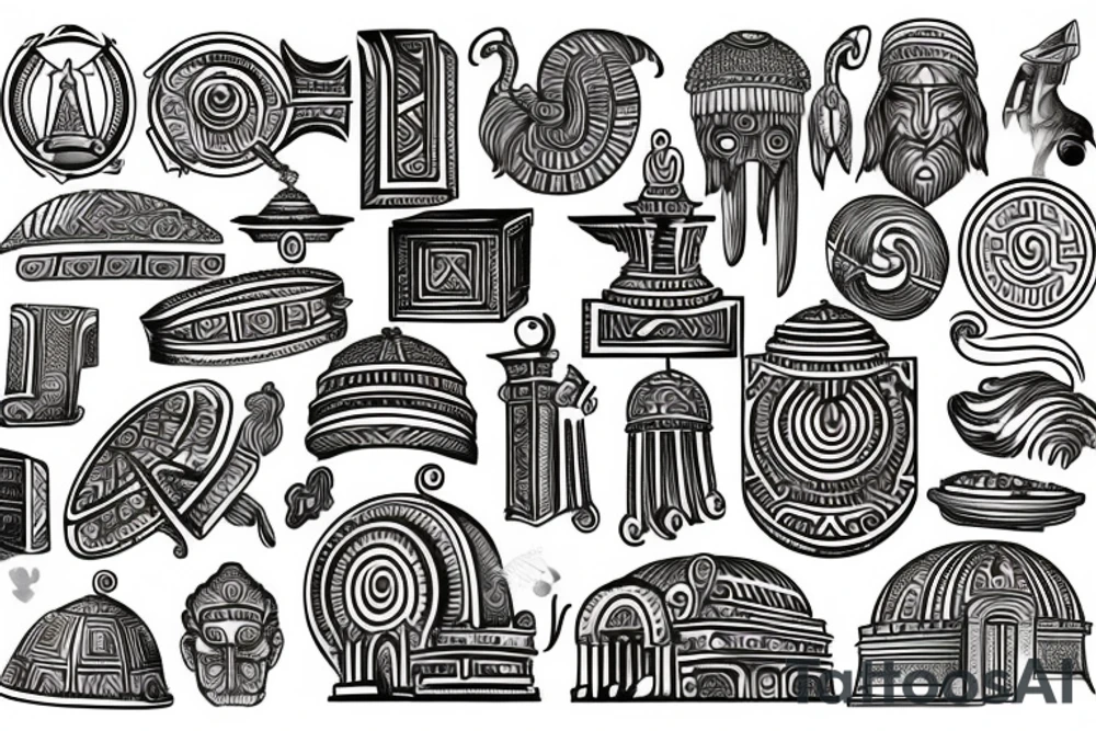 pantheon greek, northern, hindu, gods tattoo idea