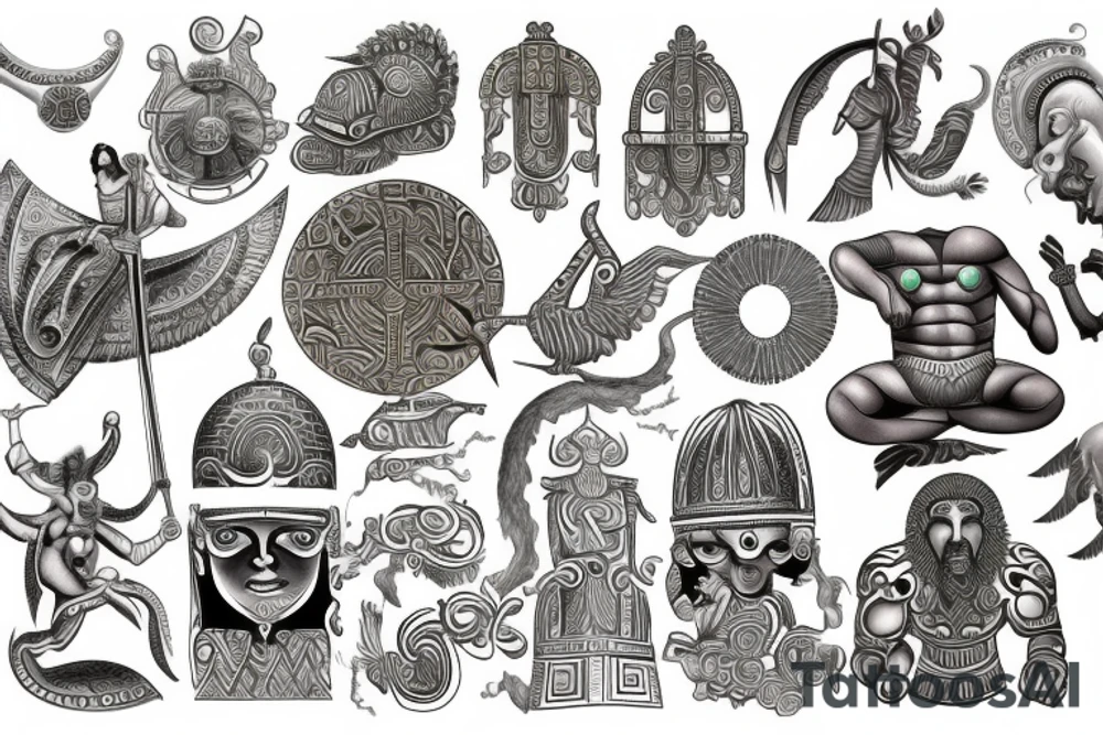 pantheon greek, northern, hindu, gods tattoo idea