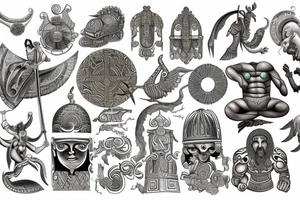 pantheon greek, northern, hindu, gods tattoo idea