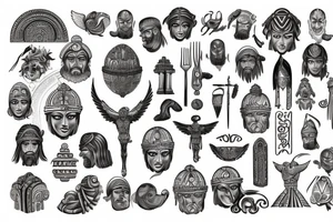 pantheon greek, northern, hindu, gods tattoo idea