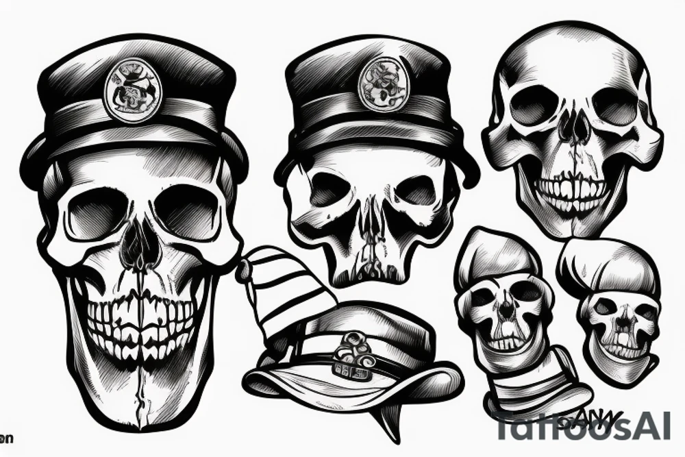 army skull with hat tattoo idea