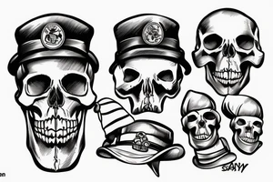 army skull with hat tattoo idea