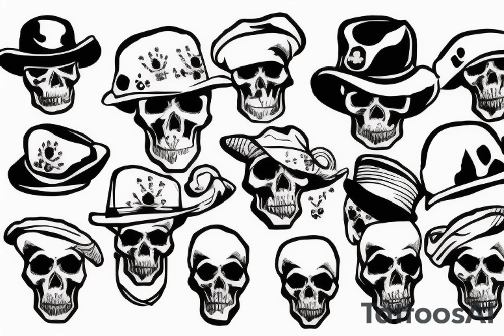 army skull with hat tattoo idea