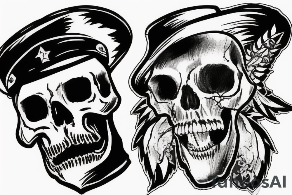 army skull with hat tattoo idea