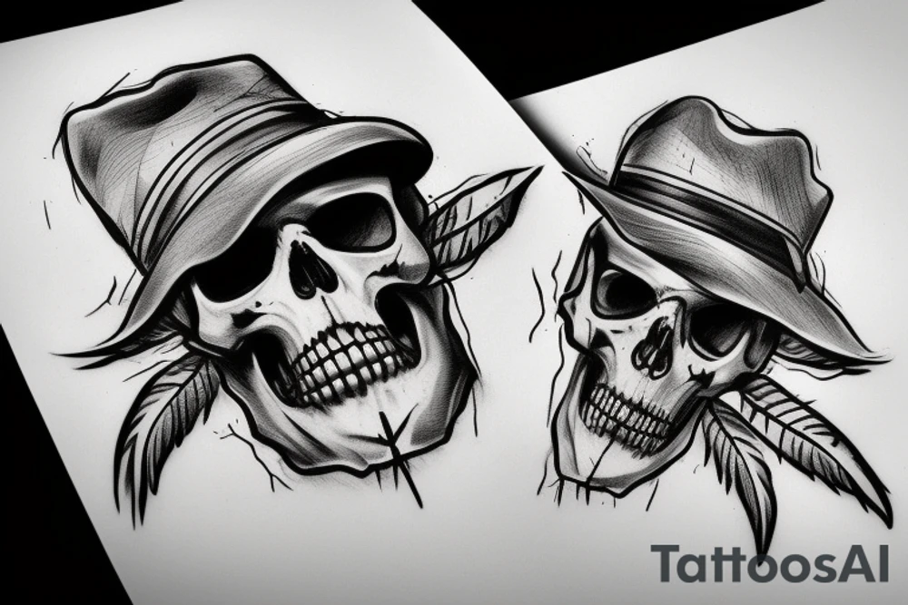army skull with hat tattoo idea