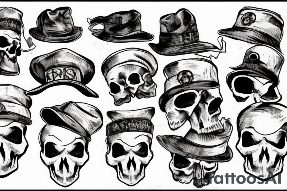 army skull with hat tattoo idea