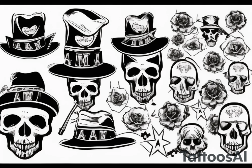 army skull with hat tattoo idea