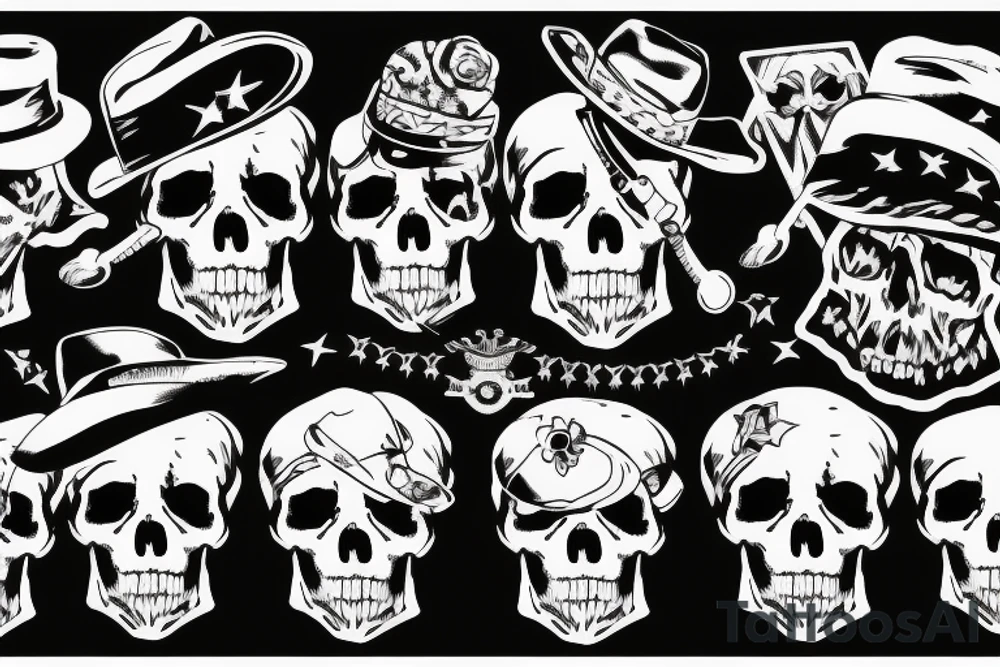 army skull with hat tattoo idea