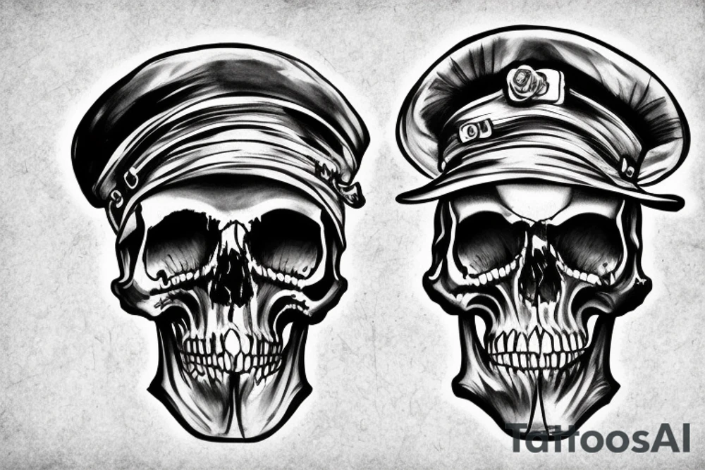 army skull with hat tattoo idea