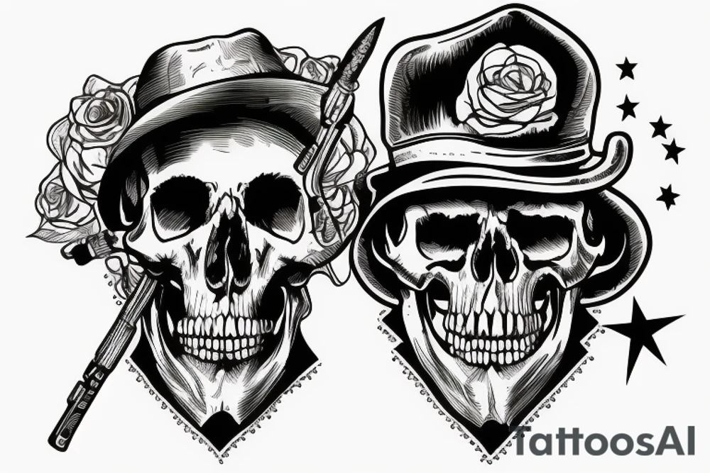 army skull with hat tattoo idea