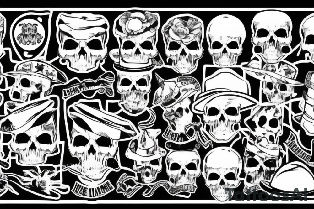 army skull with hat tattoo idea