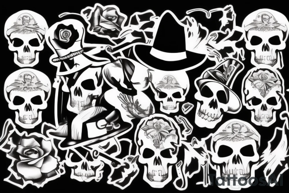 army skull with hat tattoo idea