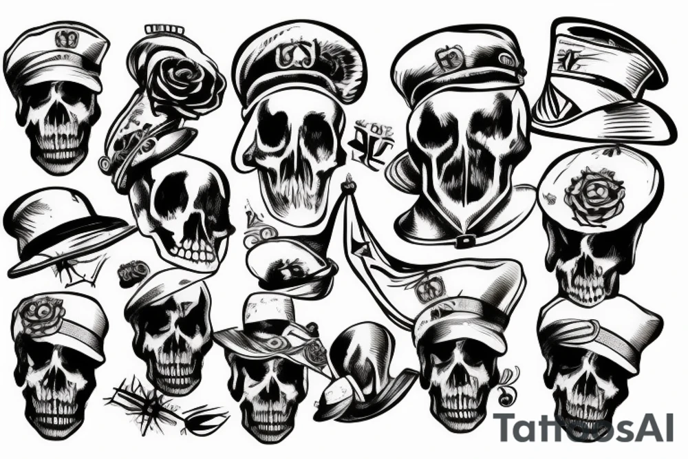 army skull with hat tattoo idea