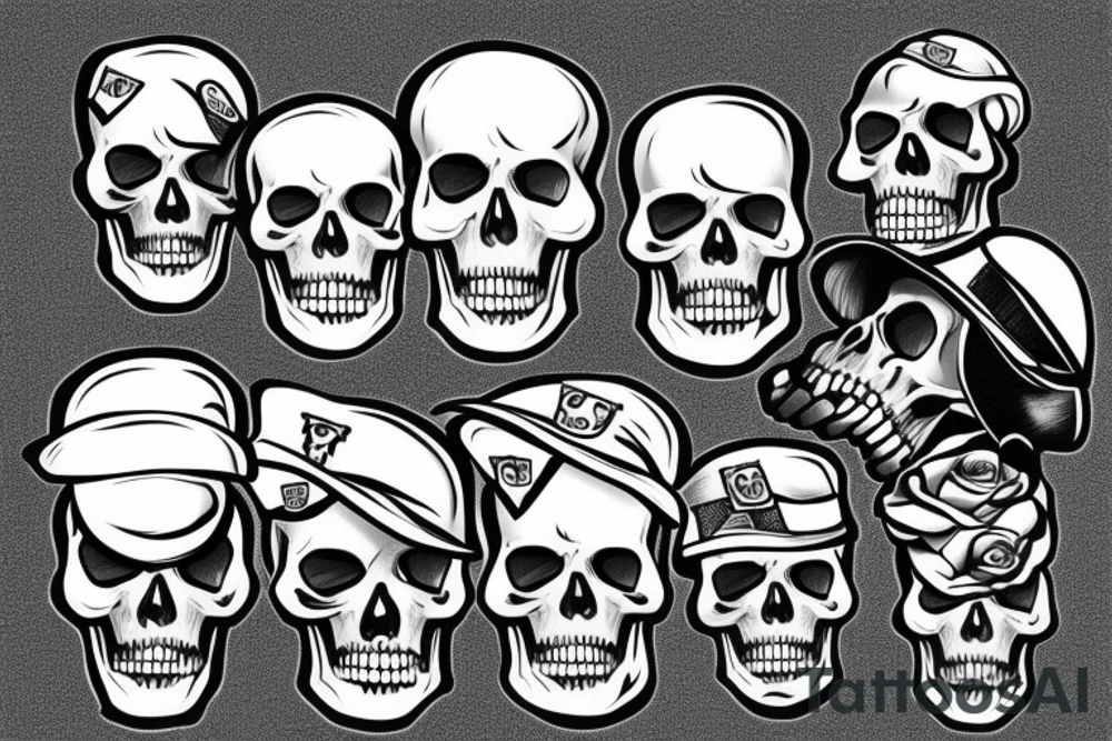army skull with hat tattoo idea