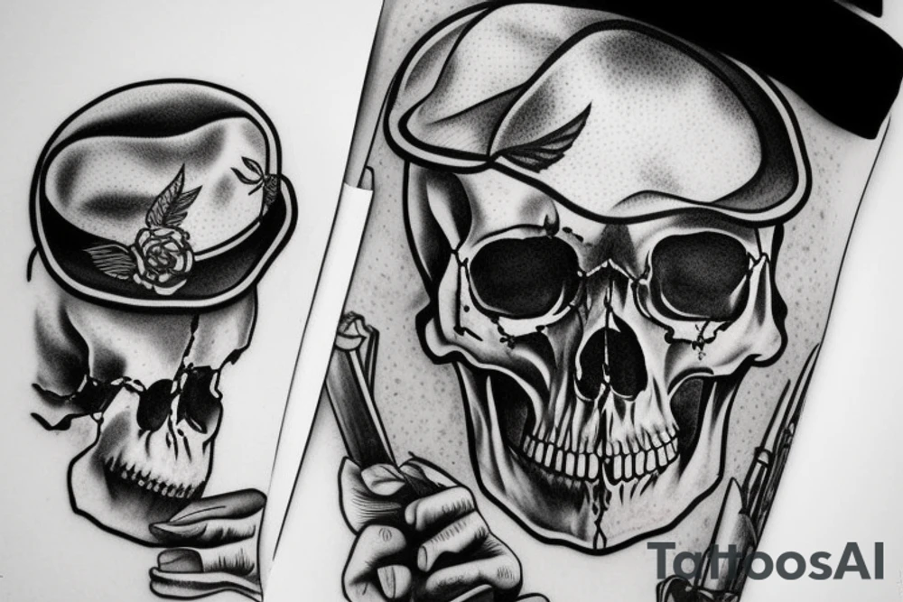 army skull with hat tattoo idea