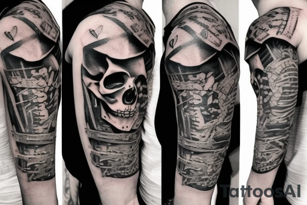 army skull with hat tattoo idea