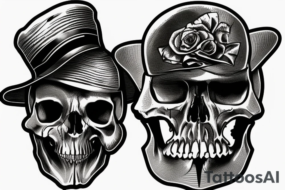 army skull with hat tattoo idea
