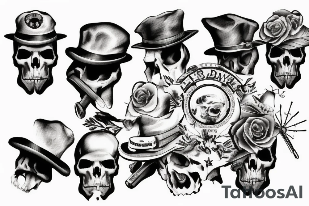 army skull with hat tattoo idea