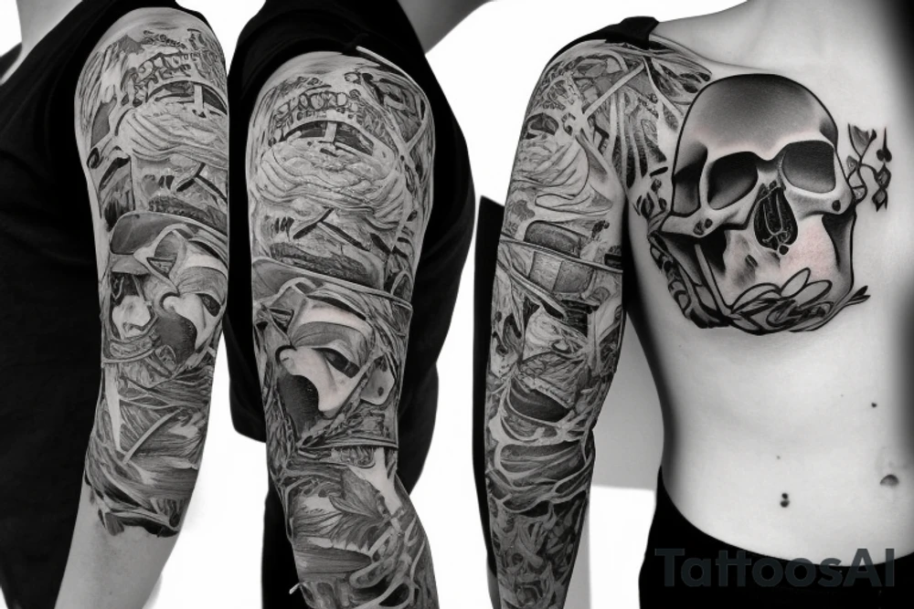 army skull with hat tattoo idea