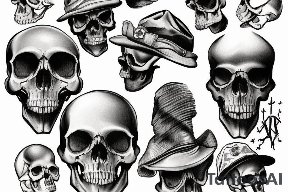 army skull with hat tattoo idea