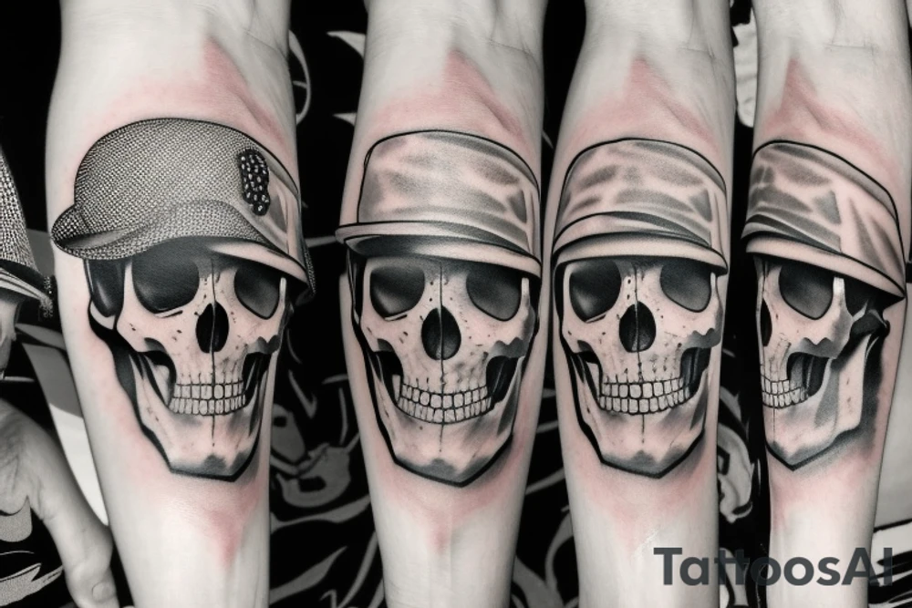 army skull with hat tattoo idea