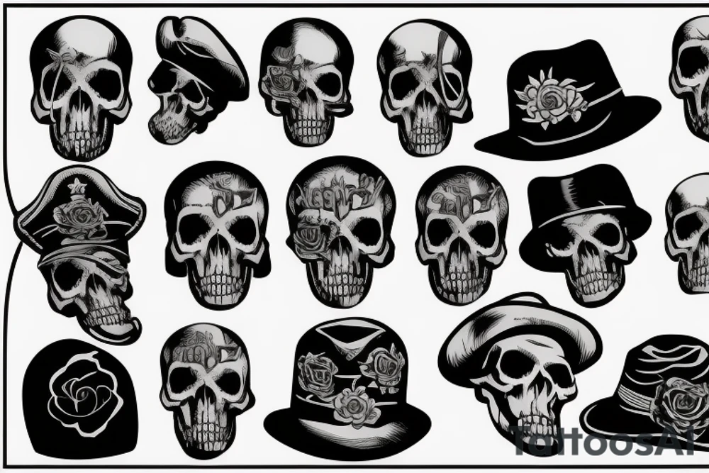 army skull with hat tattoo idea