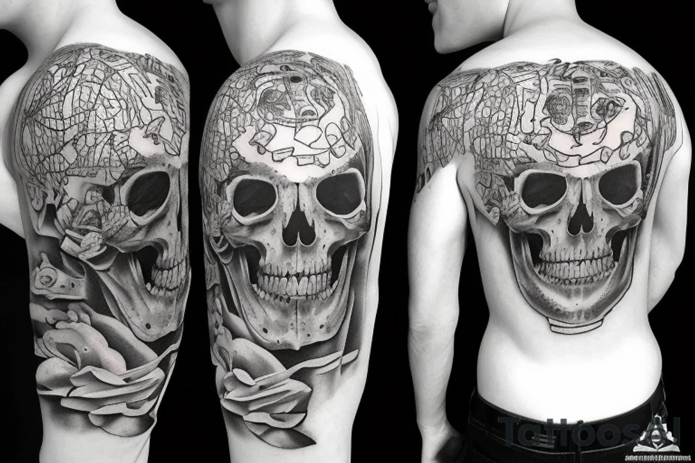 army skull with hat tattoo idea