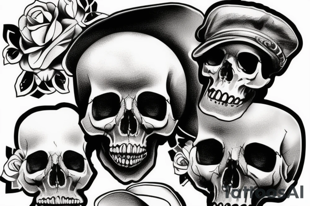 army skull with hat tattoo idea