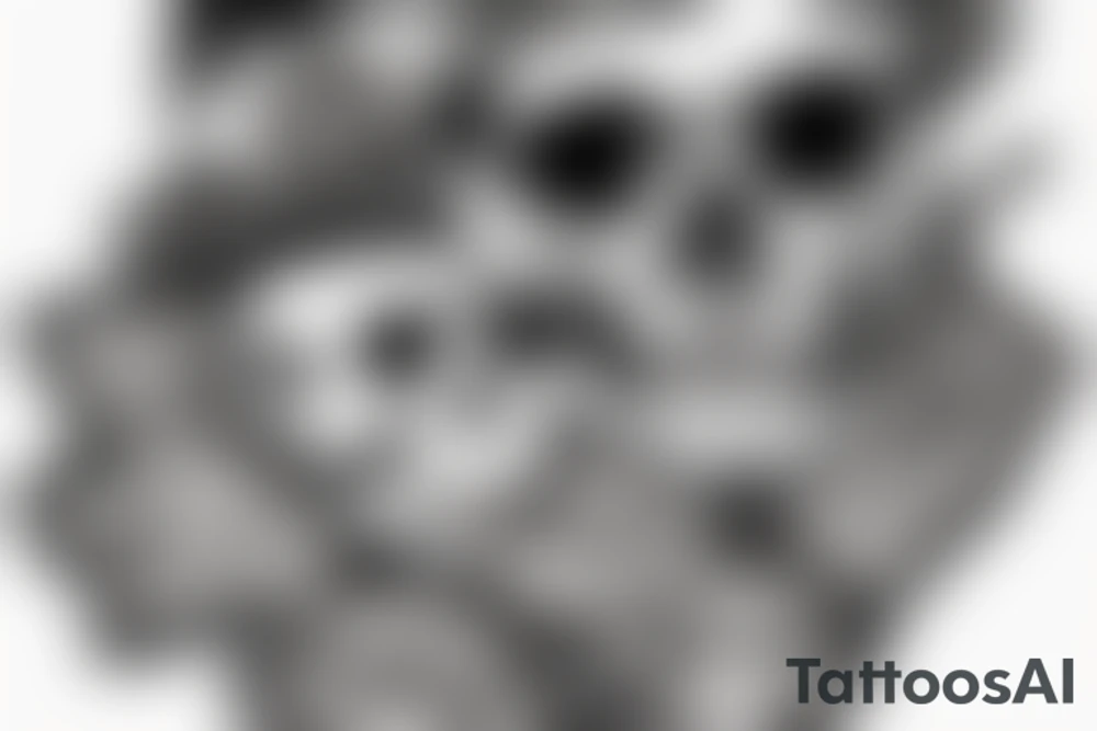 skull with army hat tattoo idea