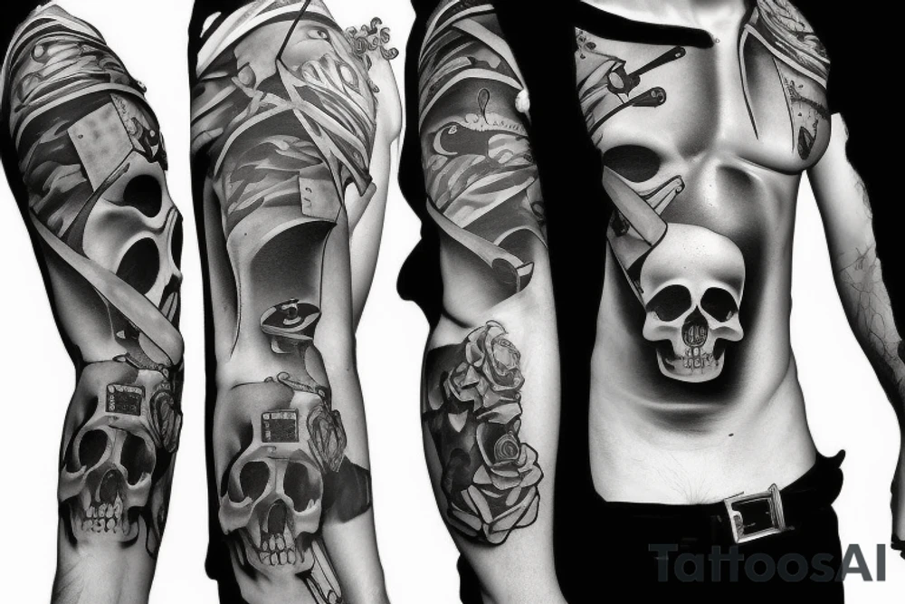 skull with army hat tattoo idea