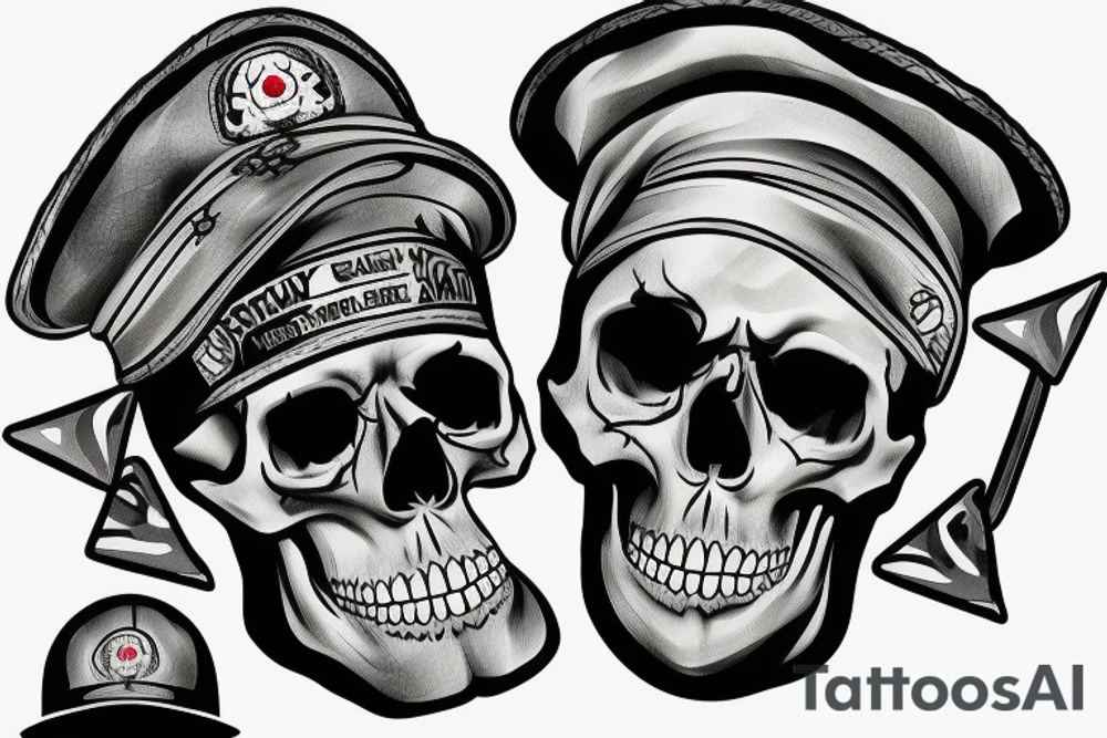 skull with army hat tattoo idea