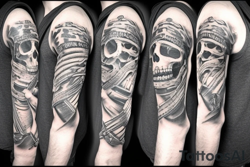 skull with army hat tattoo idea