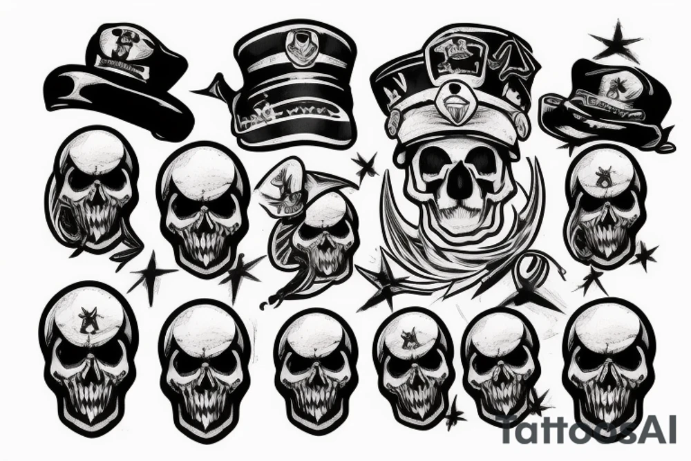 skull with army hat tattoo idea