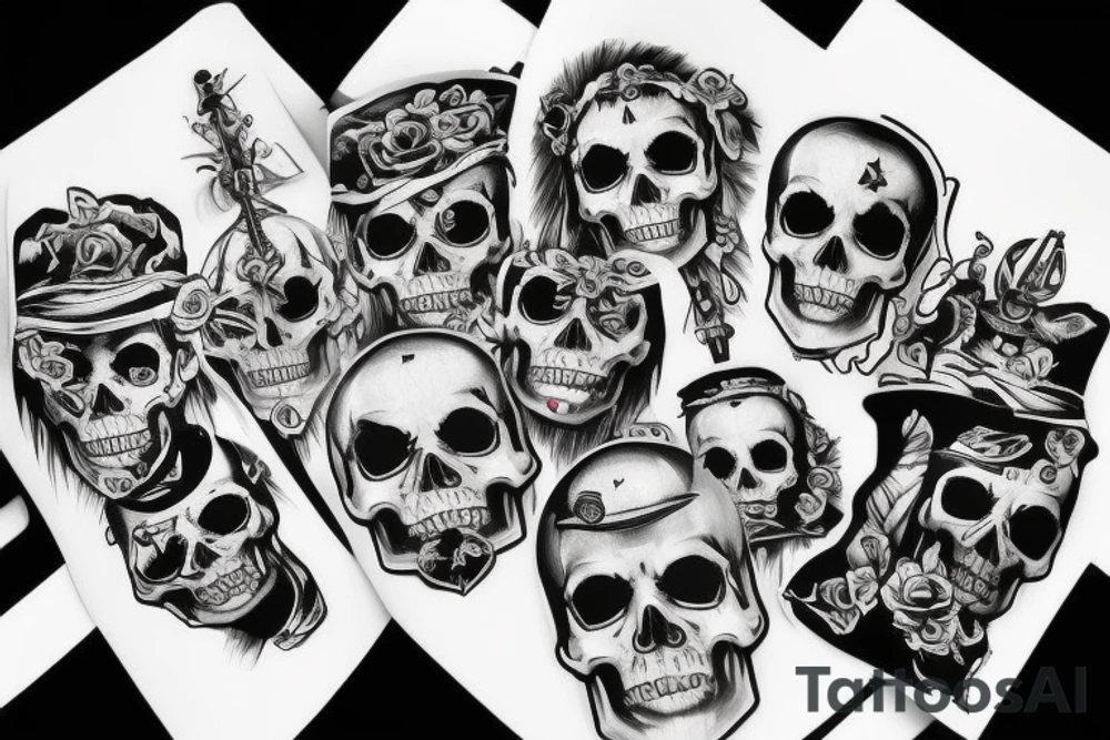 skull with army hat tattoo idea