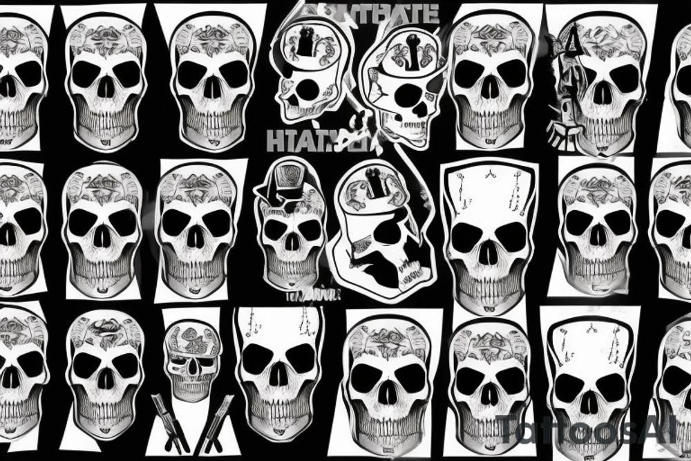 skull with army hat tattoo idea