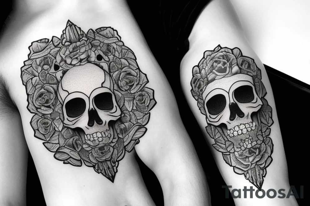 skull with army hat tattoo idea