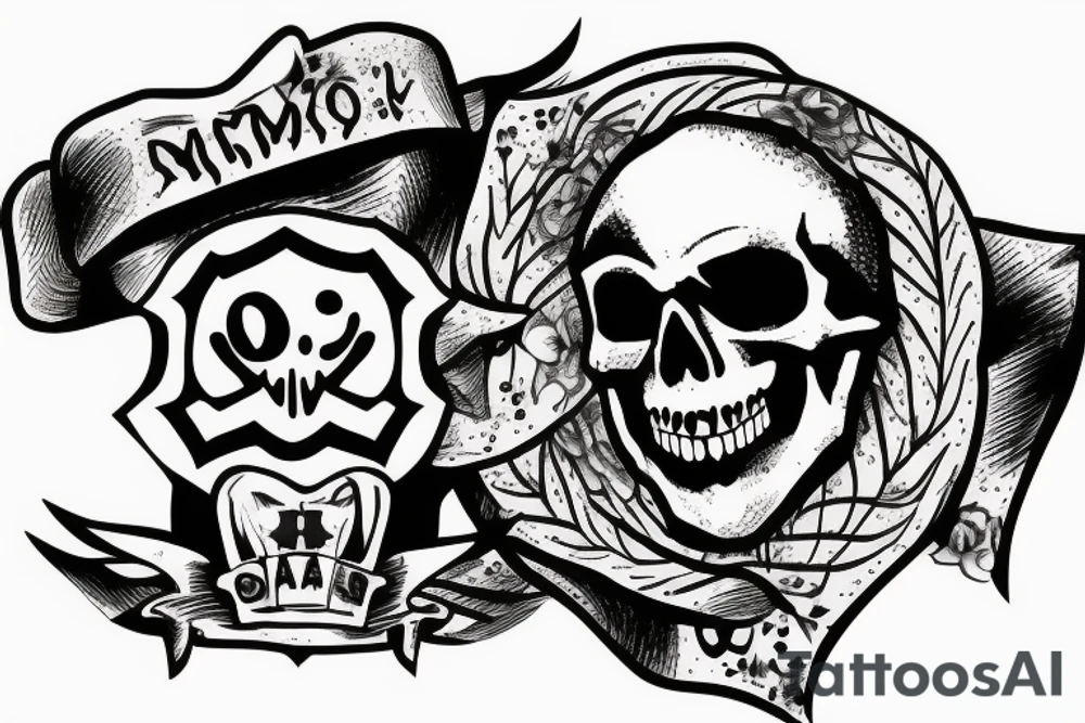 skull with army hat tattoo idea