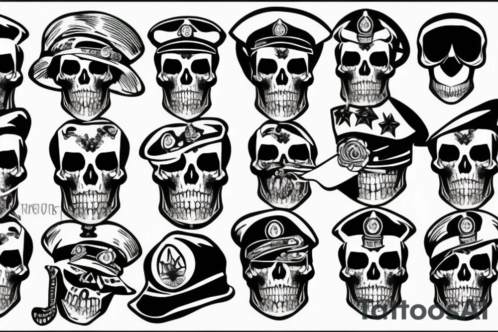 skull with army hat tattoo idea