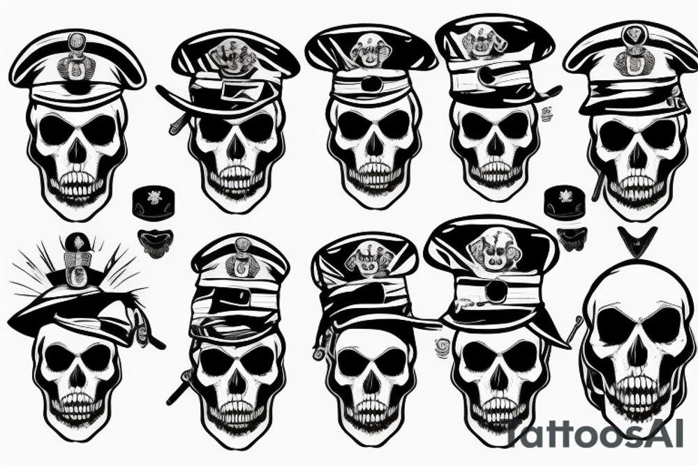 skull with army hat tattoo idea