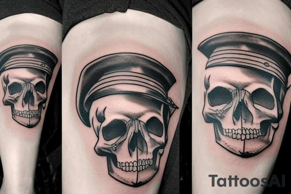 skull with army hat tattoo idea